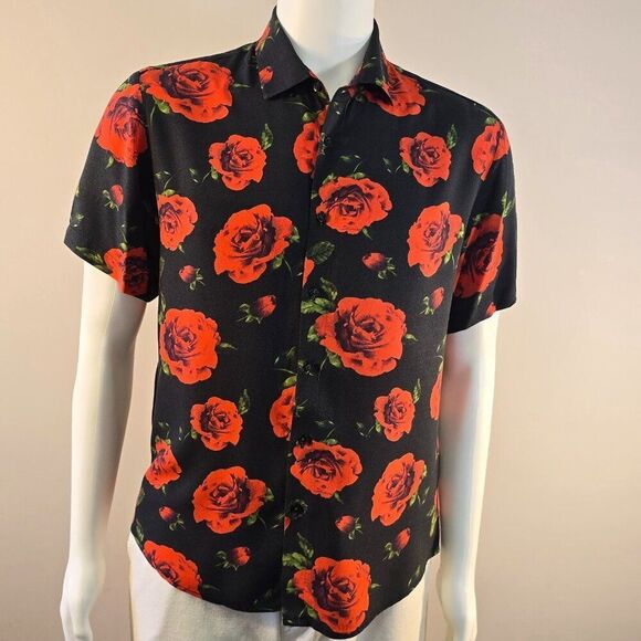 Cactus Man Ricky Singh Shirt Black Floral Button Up Hawaiian Mens Size Small - Picture 4 of 9